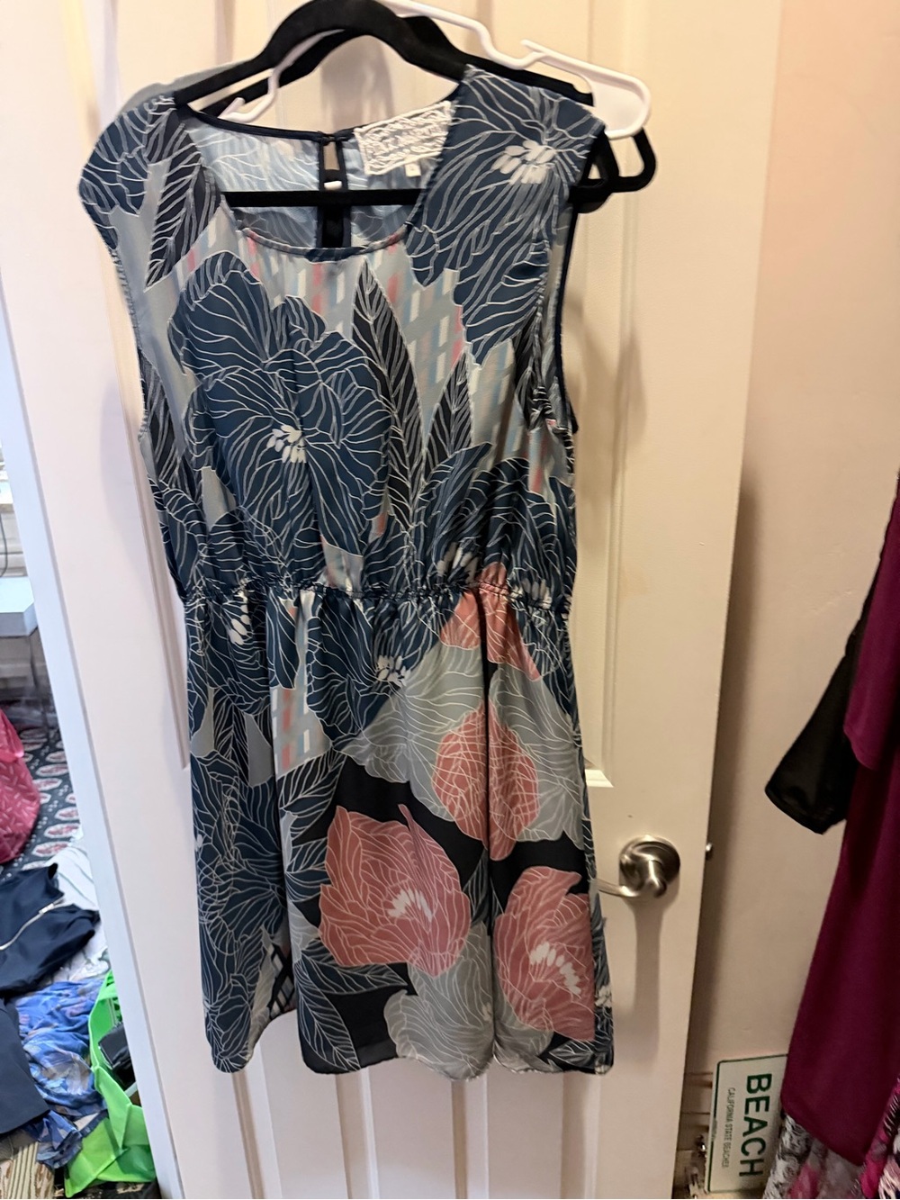 Pink Martini Floral Sleeveless Mini Dress in Blue and Pink